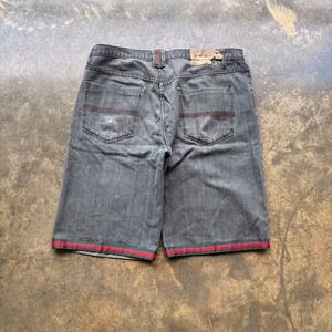 Brooklyn Basement Mens Denim Shorts Black Faded Striped Trim Size 44 Streetwear